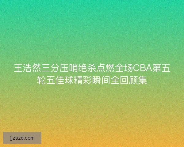 王浩然三分压哨绝杀点燃全场CBA第五轮五佳球精彩瞬间全回顾集